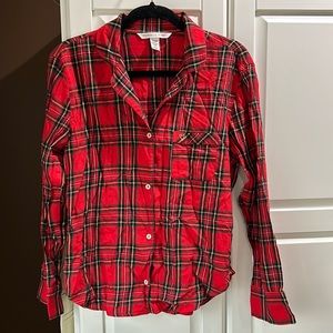 NWOT Victoria’s Secret Plaid Christmas Flannel Shirt
